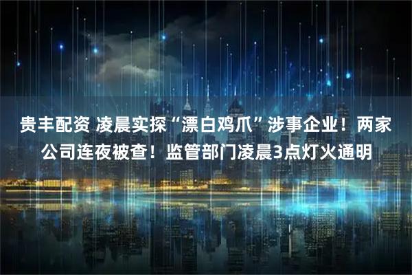 贵丰配资 凌晨实探“漂白鸡爪”涉事企业!两家公司连夜被查!监管部门凌晨3点灯火通明